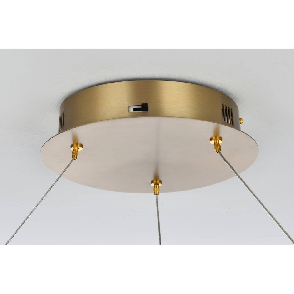 Alt View 7. Elegant Lighting - Rune 24 inch Adjustable LED chandelier in Satin Gold - Satin Gold.