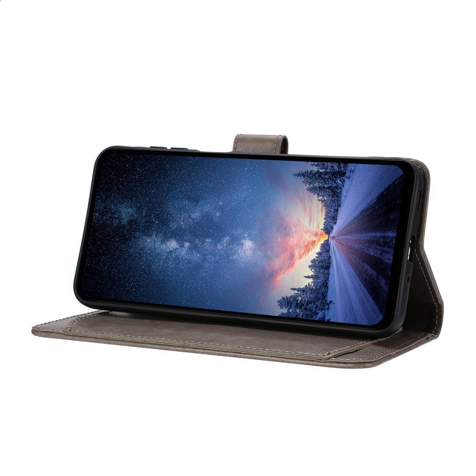 Back. Dteck - Dteck Wallet Folio Case for Apple iPhone 17 Pro Max, Shockproof Magnetic PU Leather Flip Card Slots Stand Case - Gray.