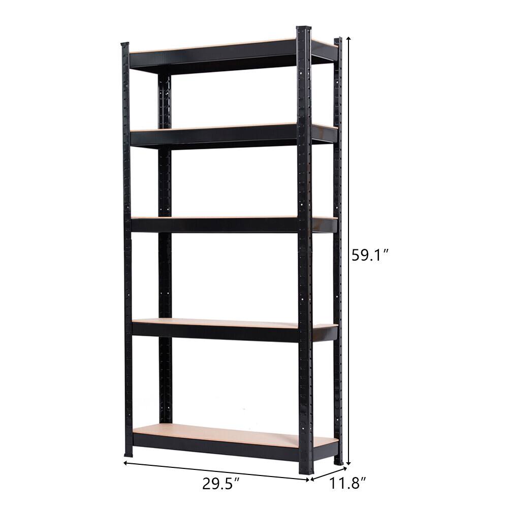 Angle. Winado - 59" x 27" x 12" Adjustable 5-Tier Shelf Garage MDF Boards Shelving Unit Rack Storage Oragnizer Capacity Per Tier 331LBS - Black.