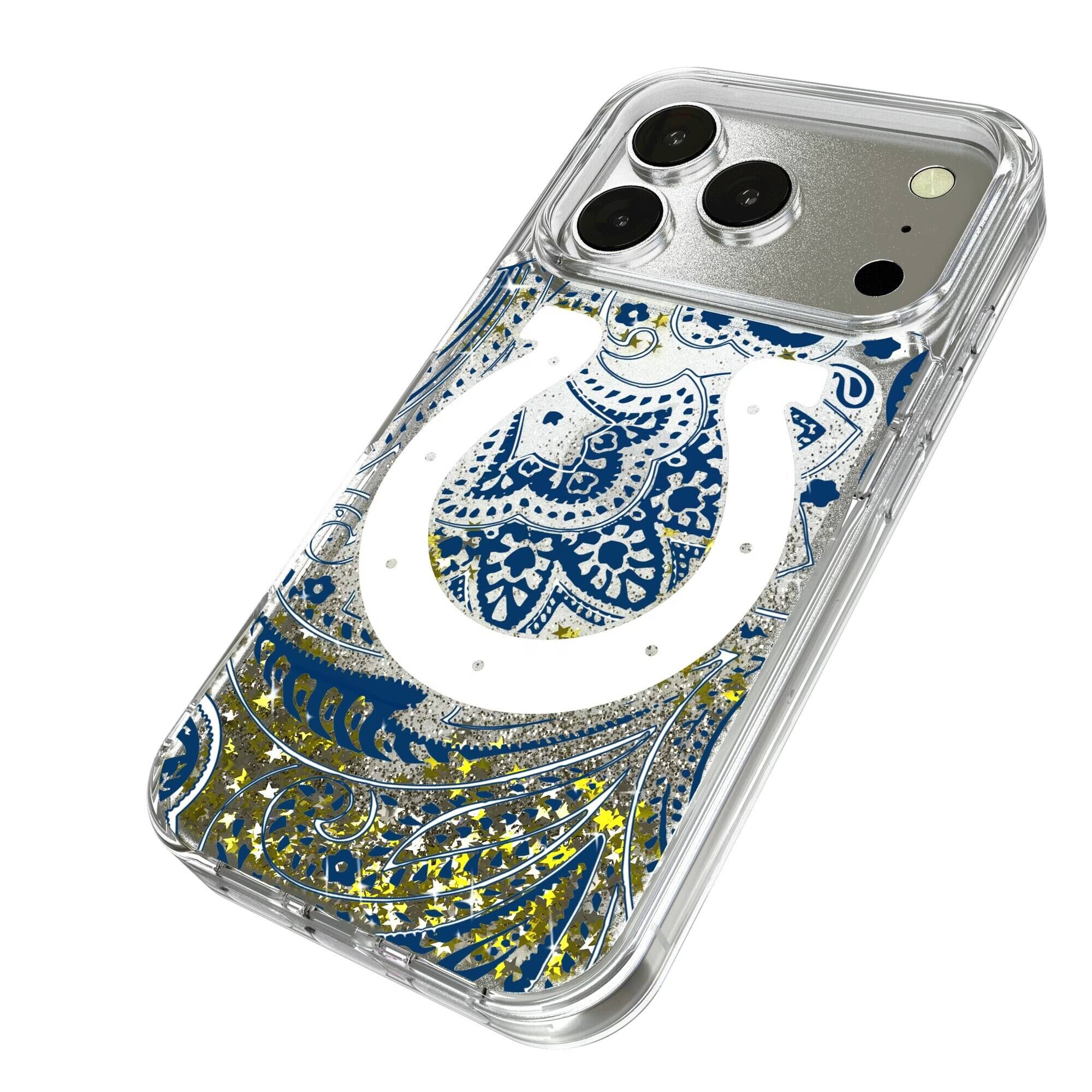 Alt View 1. Keyscaper - Indianapolis Colts iPhone Paisley Design Glitter Case - 15 - Multicolor.