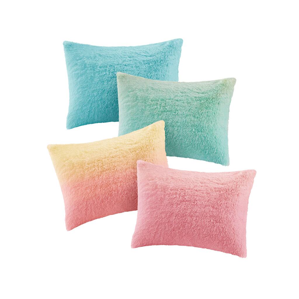 Alt View 4. Gracie Mills - Gracie Mills Herman Ombre Shaggy Faux Fur Comforter Set - Aqua Multi.