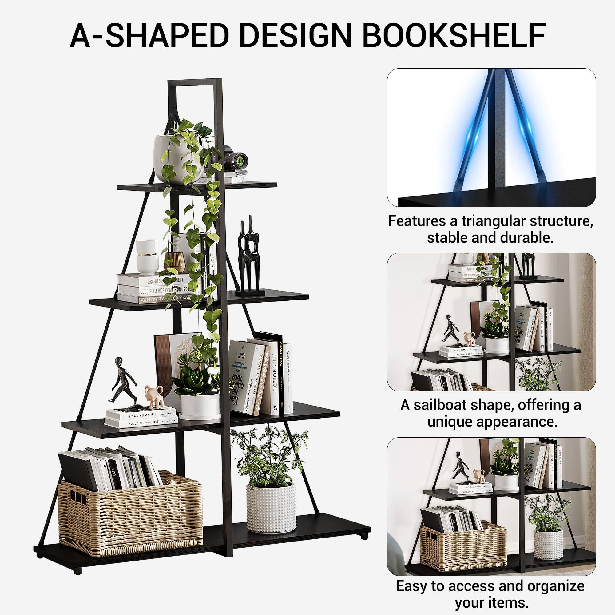 A-SHAPED DESIGN BOOKSHELF

Features a triangular structure, stable and durable.

A sailboat shape, offering a unique appearance.

Easy to access and organize your items.