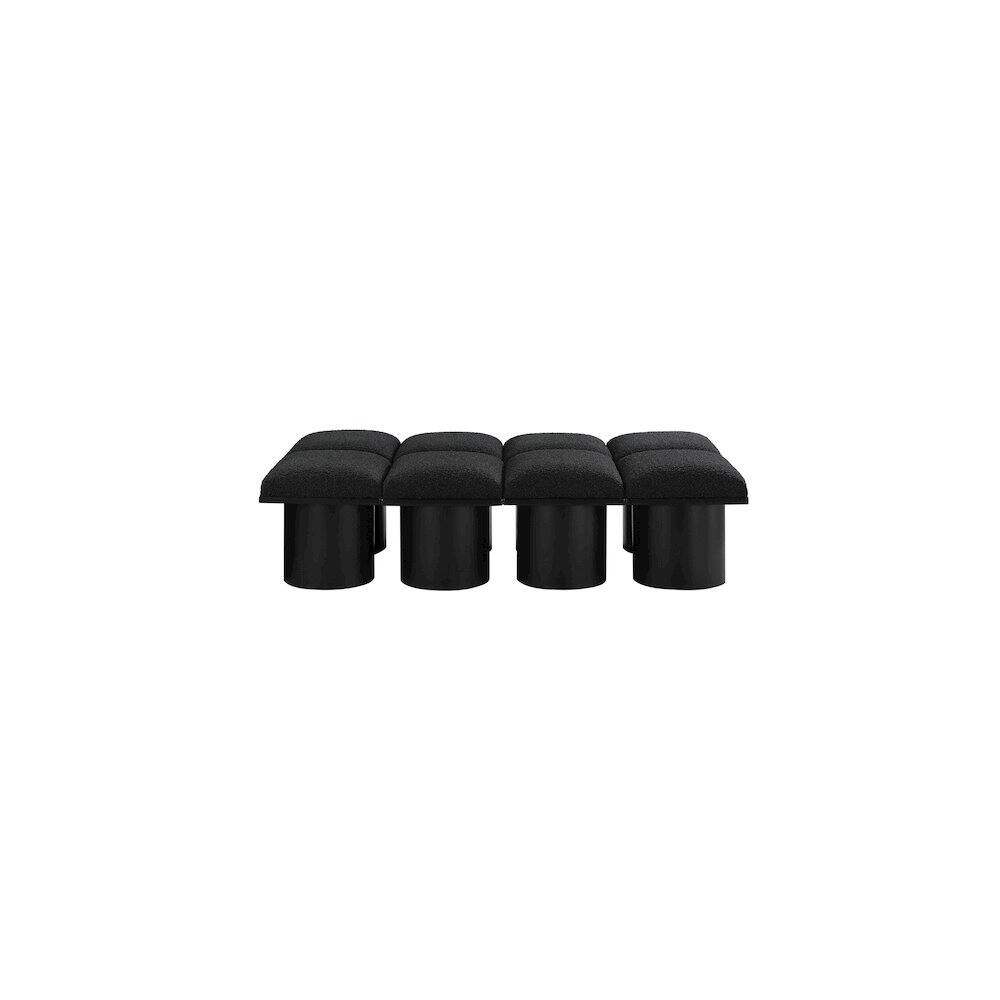 Angle. Meridian Furniture - Pavilion Black Boucle Fabric Bench - Black Boucle Fabric.