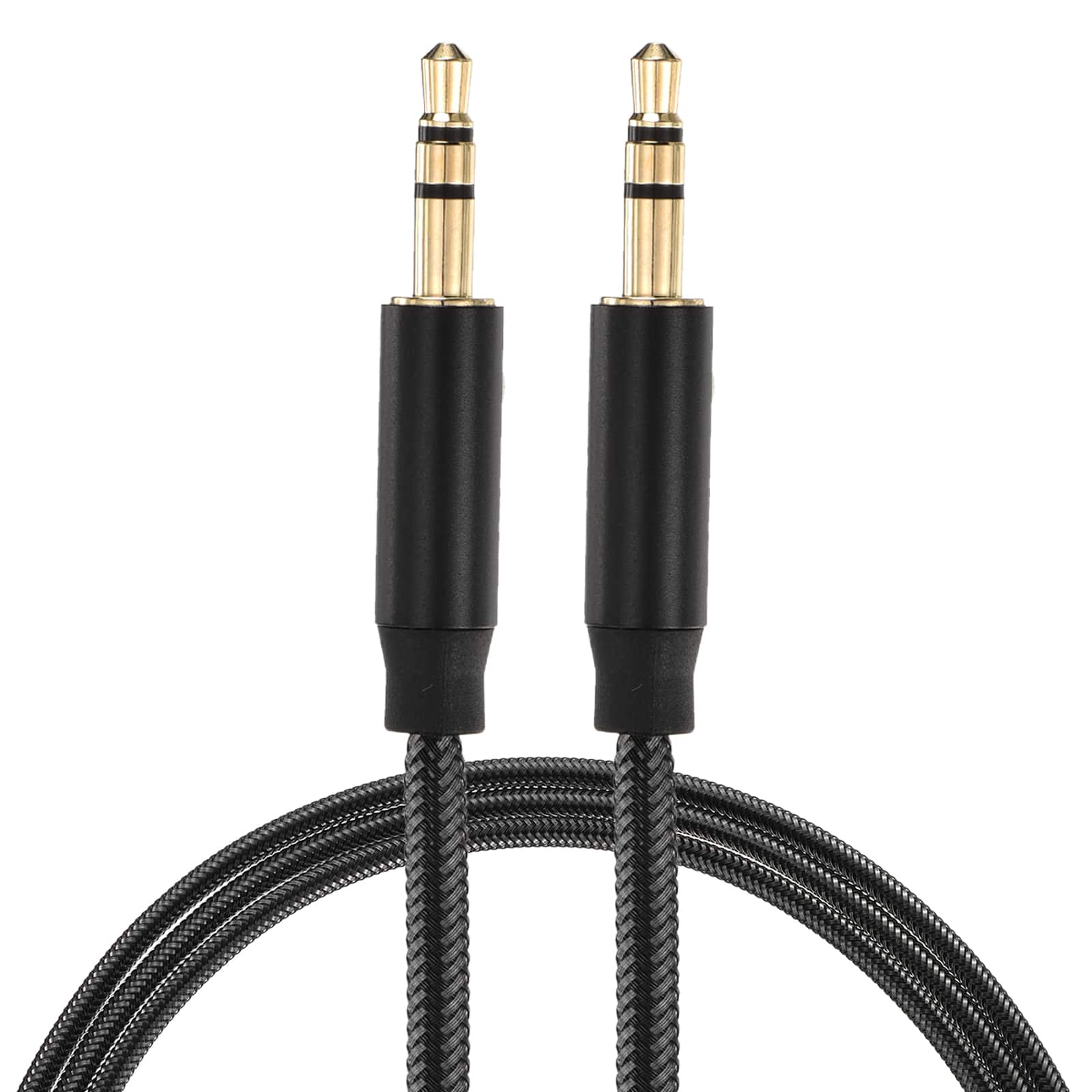 Unique Bargains - AUX Cable, 3.5mm Nylon Braided Male to Male Audio Cord, for Headphone Speaker Car Stereo Computer - Black