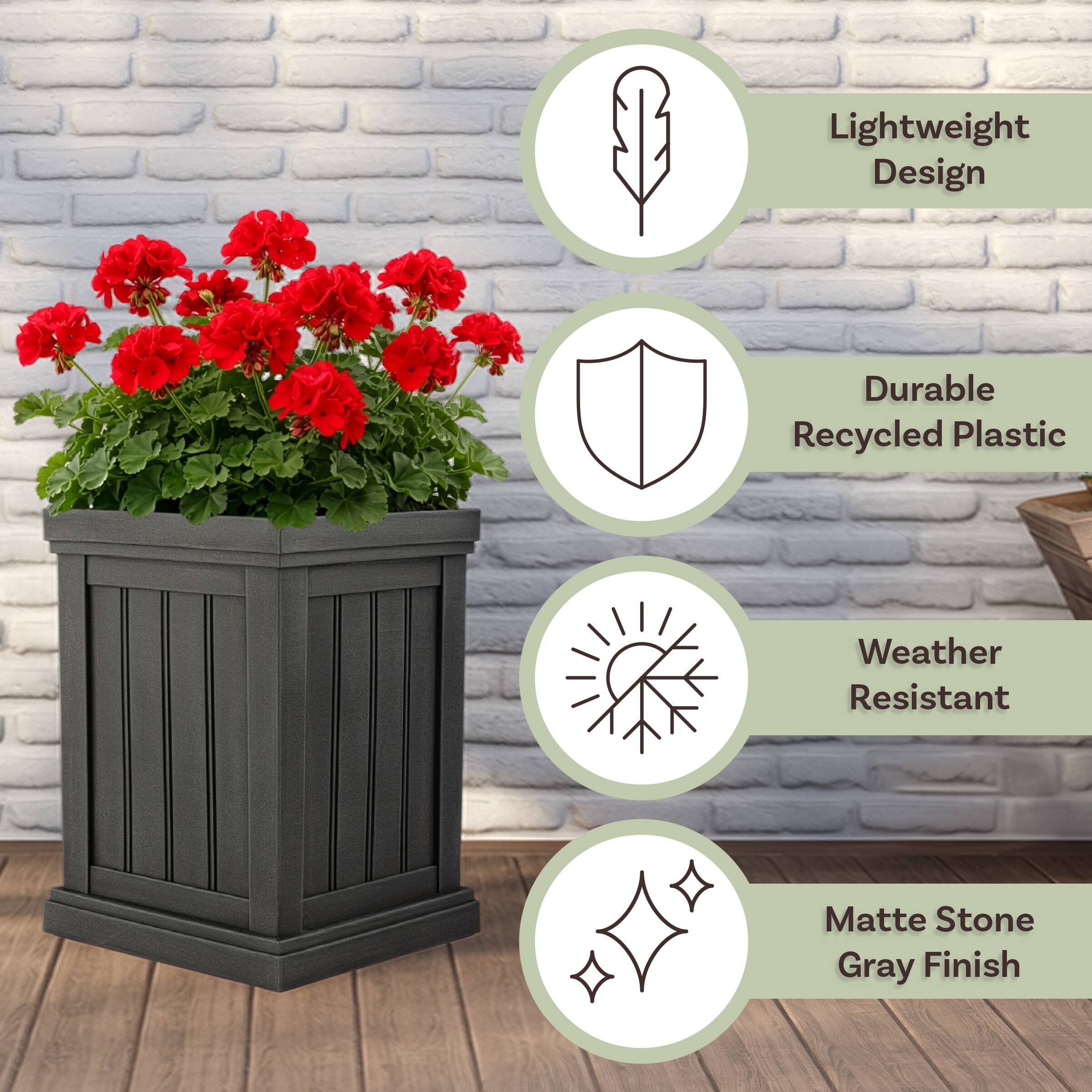 Lightweight Design  
Durable Recycled Plastic  
Weather Resistant  
Matte Stone Gray Finish