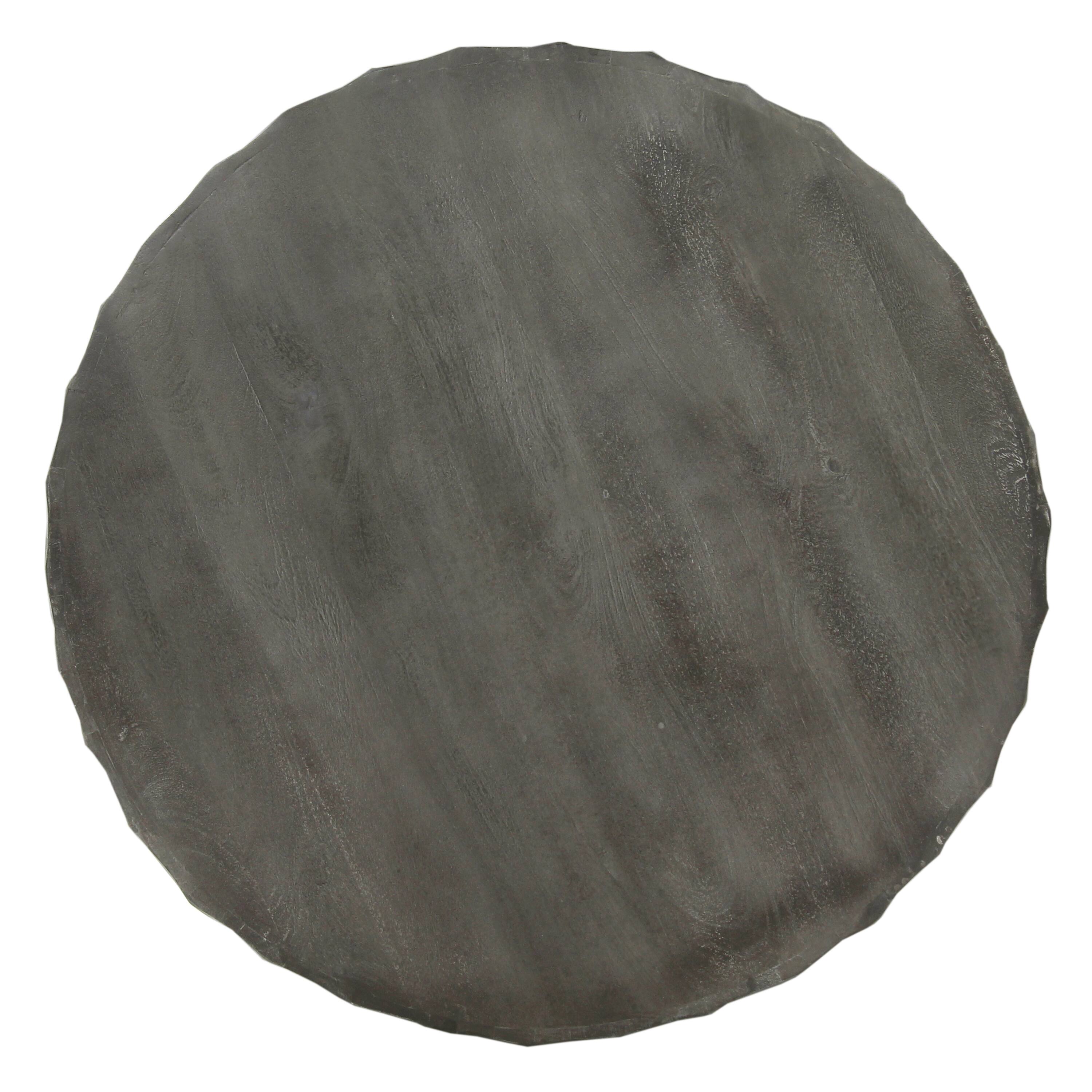 Alt View 3. Manhattan Lane - Val 34 Inch Handcrafted Mango Wood Coffee Table, Hammered Round Drum Shape, Honeycomb, - Gray.