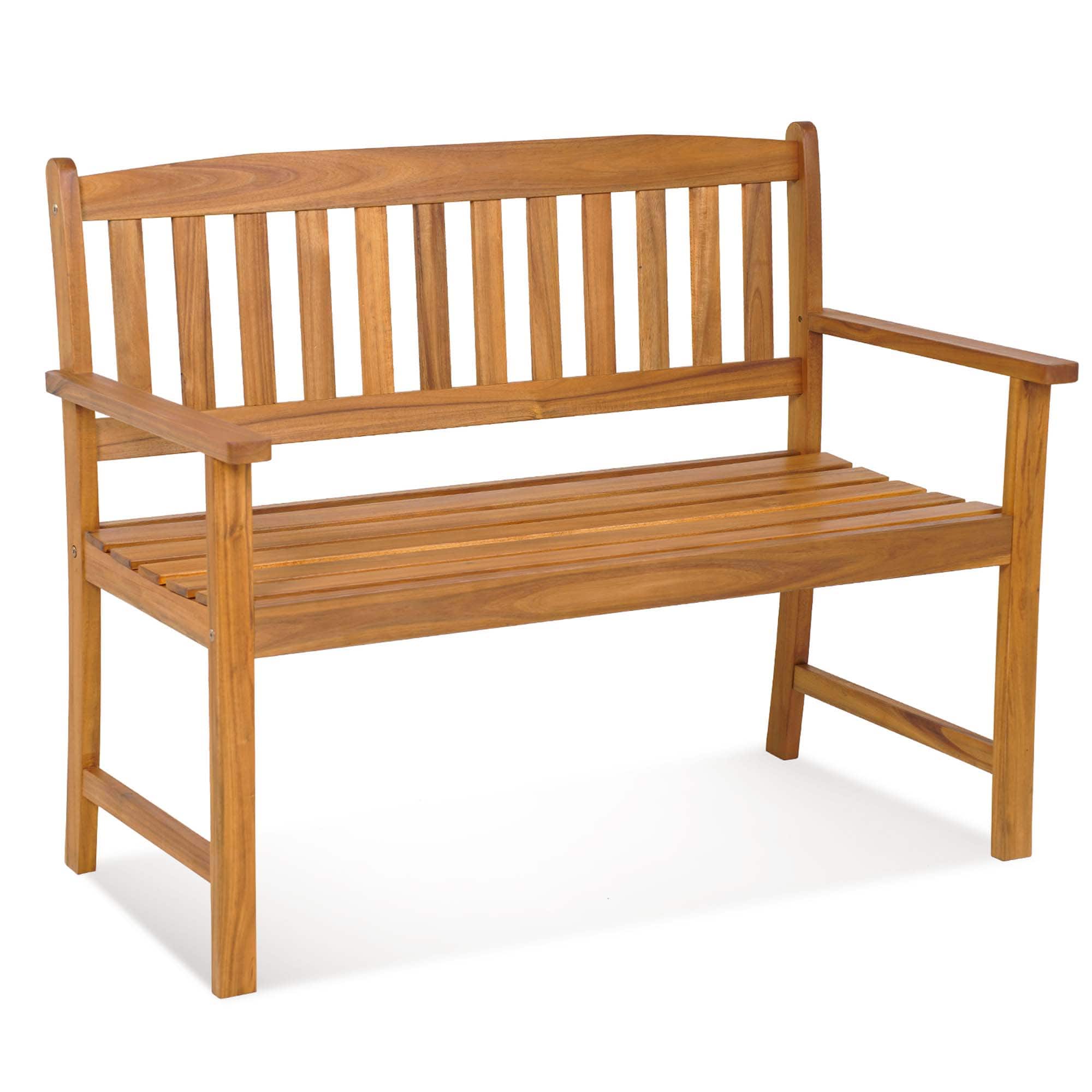 Costway - Patio Acacia Wood Bench 2-Person Slatted Seat Backrest 800 Lbs Outdoor - Natural price history on PriceWatchPro