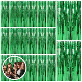 PARKER SLATER - 2 Pack Streamers Backdrop Jungle Party Decorations Foil Fringe Curtains Photo Booth For Birthday Dinosaur - Green