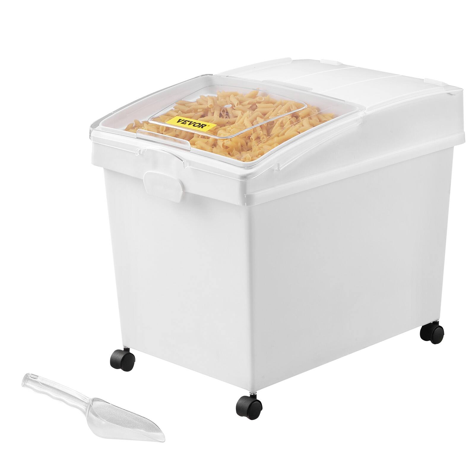 Alt View 5. VEVOR - Rice Storage Container,10.5Gallon/40L x3 Capacity Large Dog Food Dispenser Bin,Kitchen Ingredient Grain Cereal Flour Bin - White.