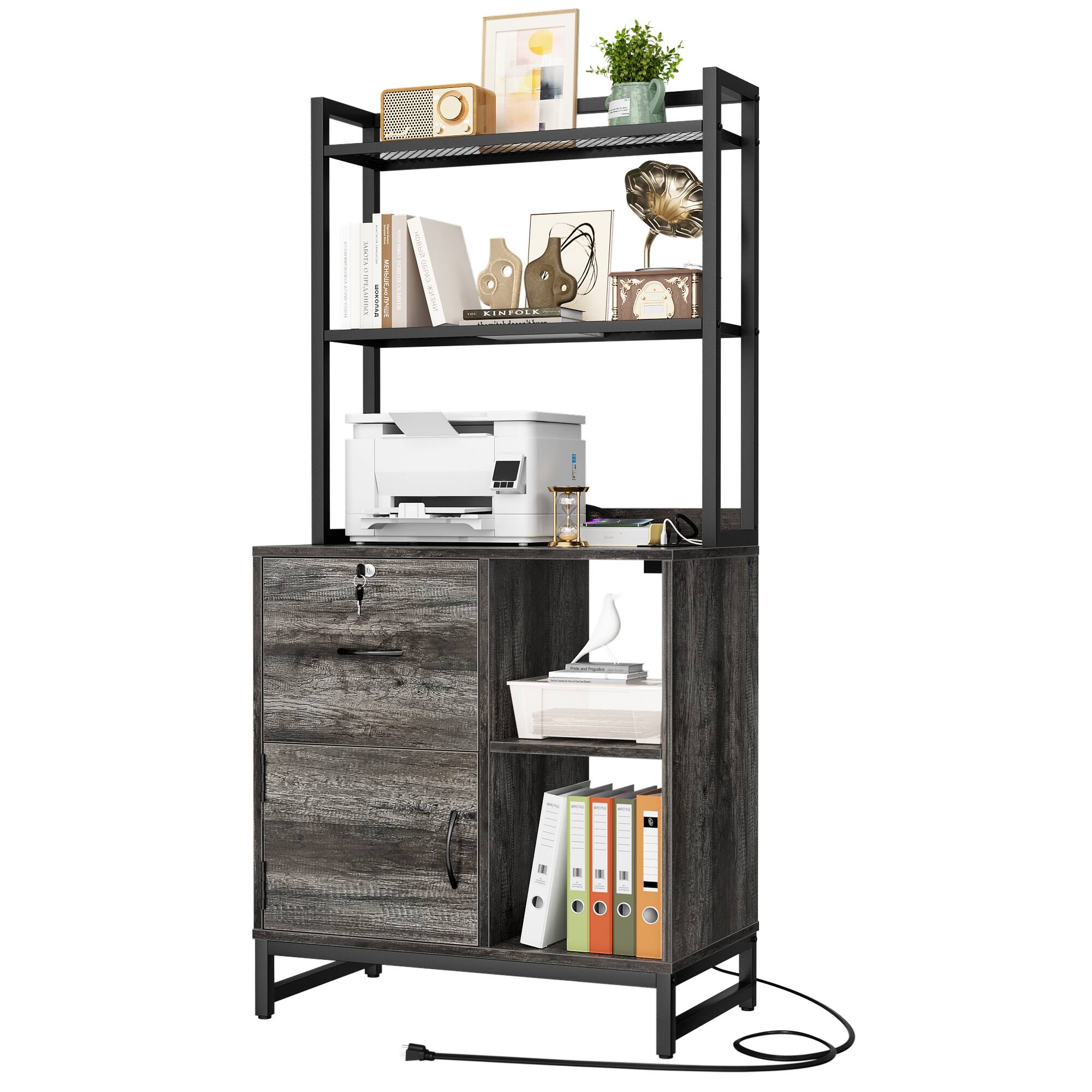 Sure, here is the corrected and grouped text from the image:

---

**Top Shelf:**
- (No visible text)

**Second Shelf:**
- (No visible text)

**Third Shelf:**
- (No visible text)

**Fourth Shelf:**
- (No visible text)

**Bottom Shelf:**
- (No visible text)

**Drawer:**
- (No visible text)

**File Organizer:**
- (No visible text)

**Printer:**
- (No visible text)

**Miscellaneous Items:**
- (No visible text)

---

The image does not contain any discernible text that can be grouped or corrected.