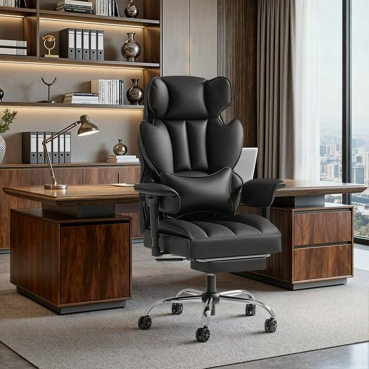 Alt View 1. Homall - High Back Ergonomic Executive Office Chair 500 lbs Capacity with Footrest Lumbar Support Reclining Adjustable Height - BLACK.