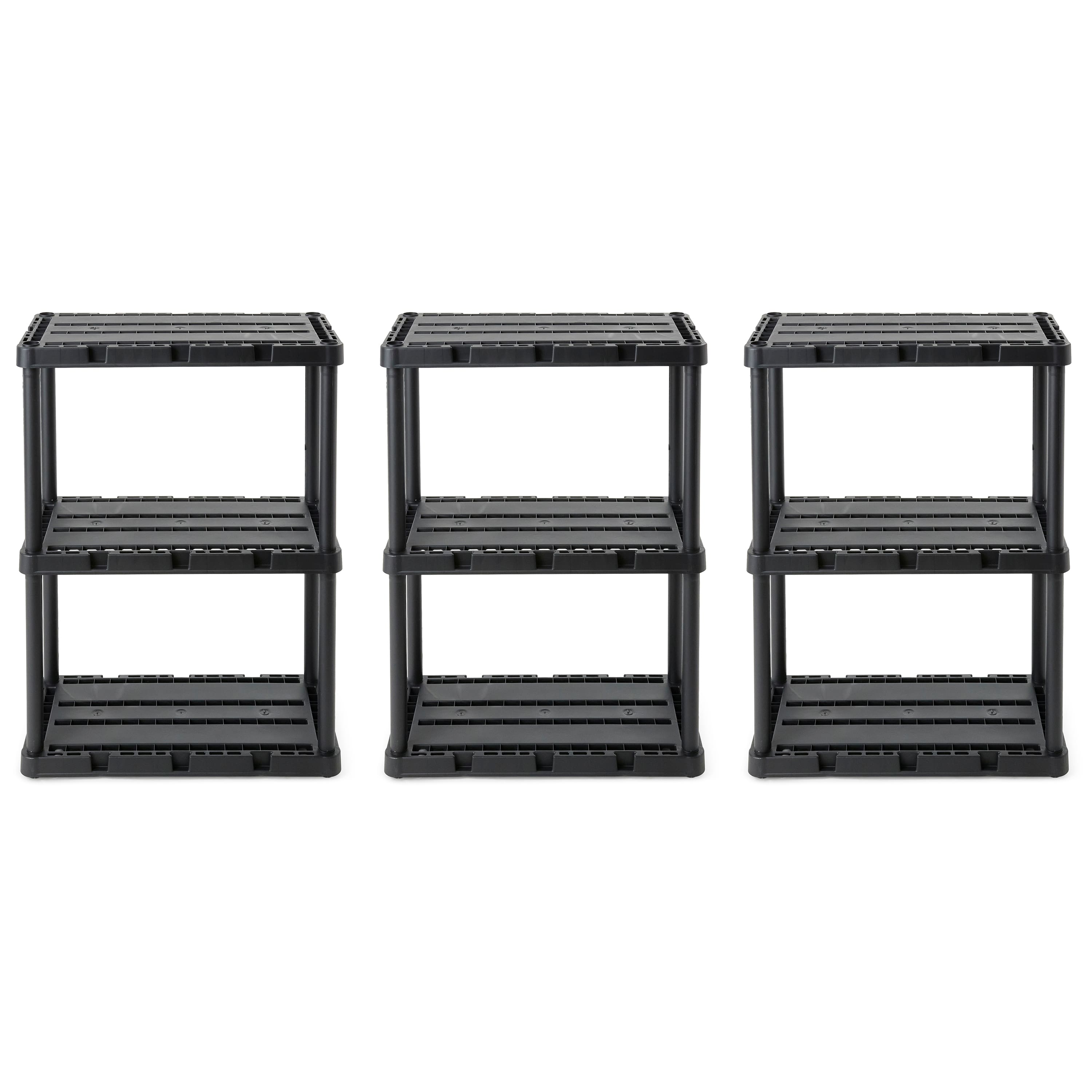 Gracious Living - 3 Shelf Knect-A-Shelf Solid Light Duty Storage Unit, Black 3Pack - 3 Shelf - Black