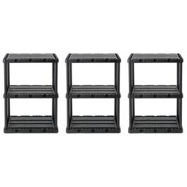 Gracious Living - 3 Shelf Knect-A-Shelf Solid Light Duty Storage Unit, Black 3Pack - 3 Shelf - Black