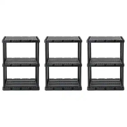 Front. Gracious Living - Gracious Living 3 Shelf Knect-A-Shelf Solid Light Duty Storage Unit, Black 3Pack - 3 Shelf - Black.