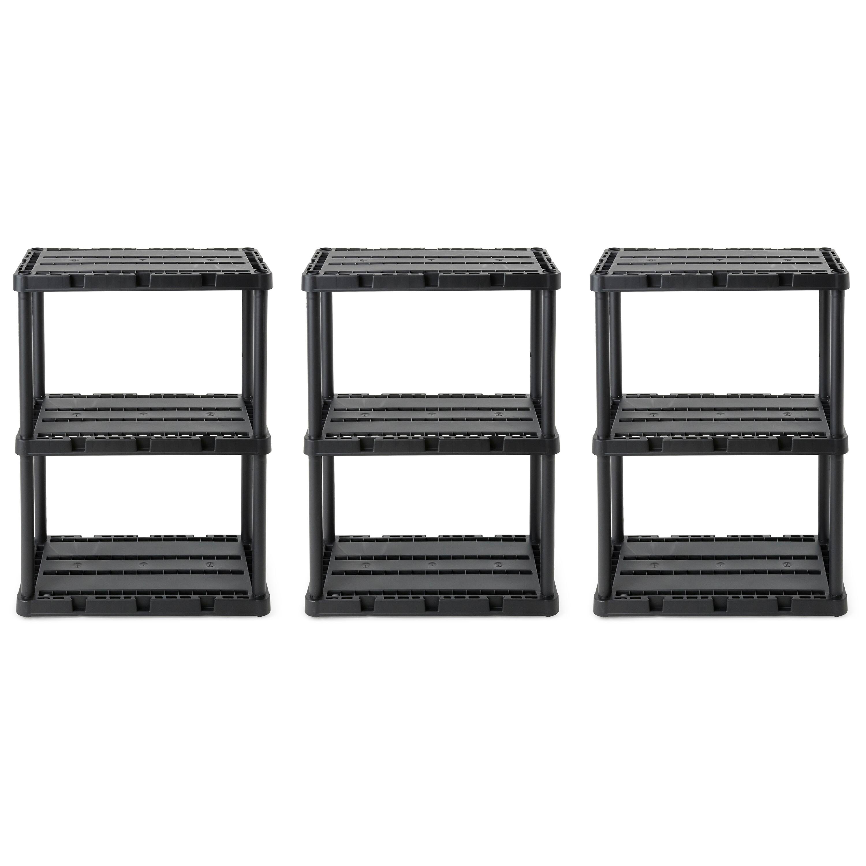 Front. Gracious Living - Gracious Living 3 Shelf Knect-A-Shelf Solid Light Duty Storage Unit, Black 3Pack - 3 Shelf - Black.