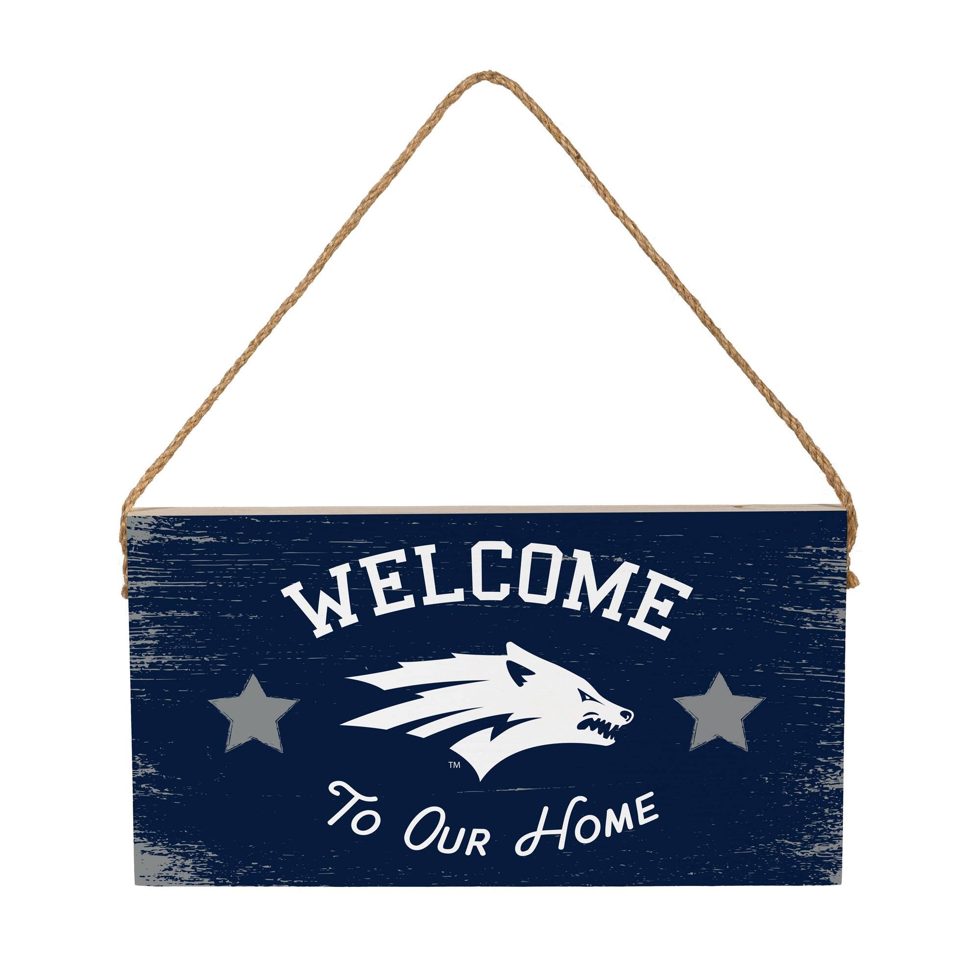 Nevada Wolf Pack 6" x 11" Welcome Home Wood Wall Sign with Rope Hanger