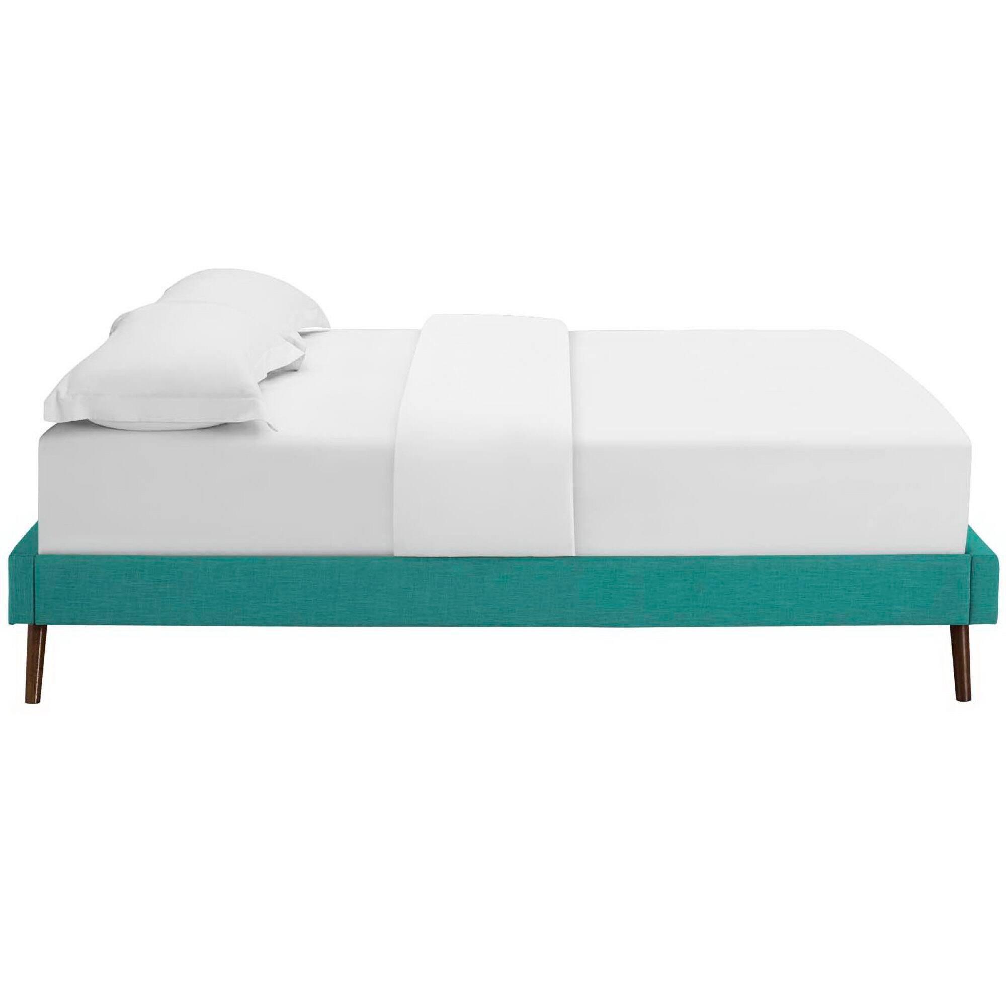 Back. Modway - Tessie Fabric Queen Bed Frame with Squared Tapered Legs - Blue.