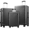 Front. LUGGEX - LUGGEX 20" 24" 28" 3-Piece Hardside Luggage Set, KVC Expandable Suitcase with Spinner Wheels - EX-Core - Black.