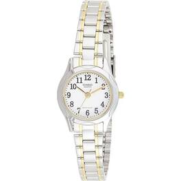 Casio - Women’s Two Tone Analog Watch White Dial Steel Bracelet - LTP-1275SG-7B - Silver