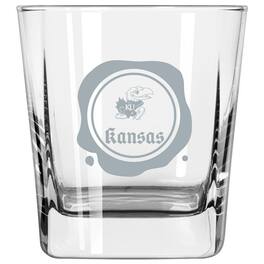 Logo Brands - Kansas Jayhawks 14oz. Frost Stamp Old Fashioned Glass - Multicolor