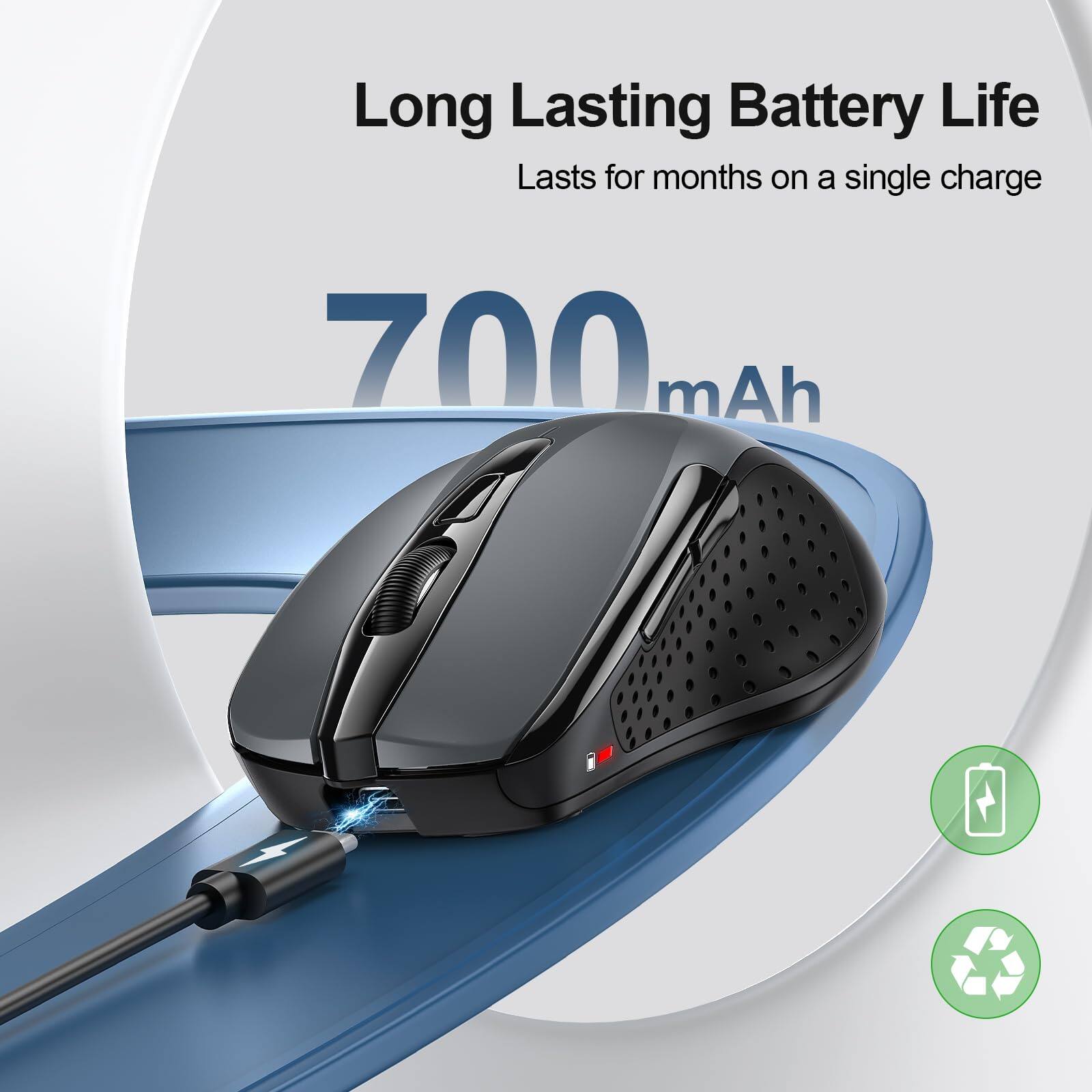 Long Lasting Battery Life  
Lasts for months on a single charge  
700 mAh