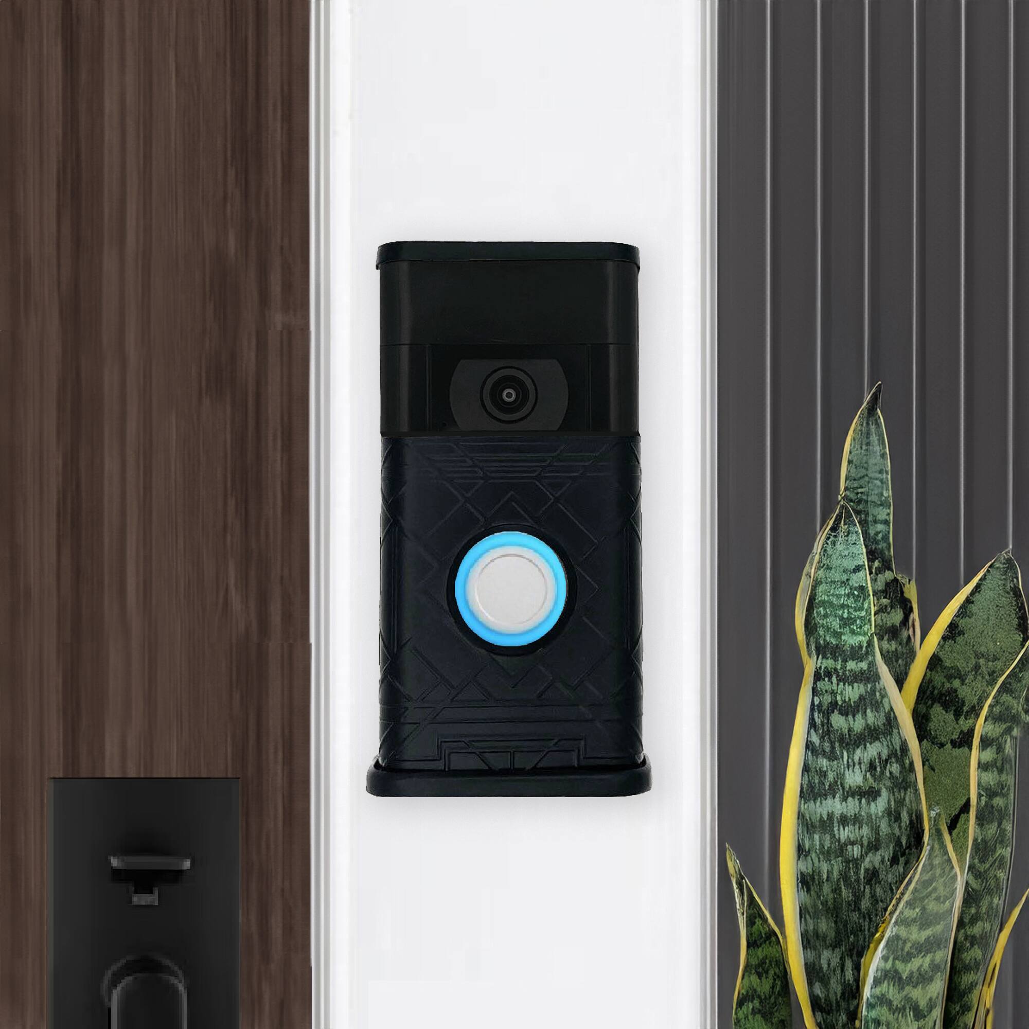 Alt View 3. Michael Healy - Art Deco Video Doorbell Cover (Ring 2nd Gen) - Matte Black.