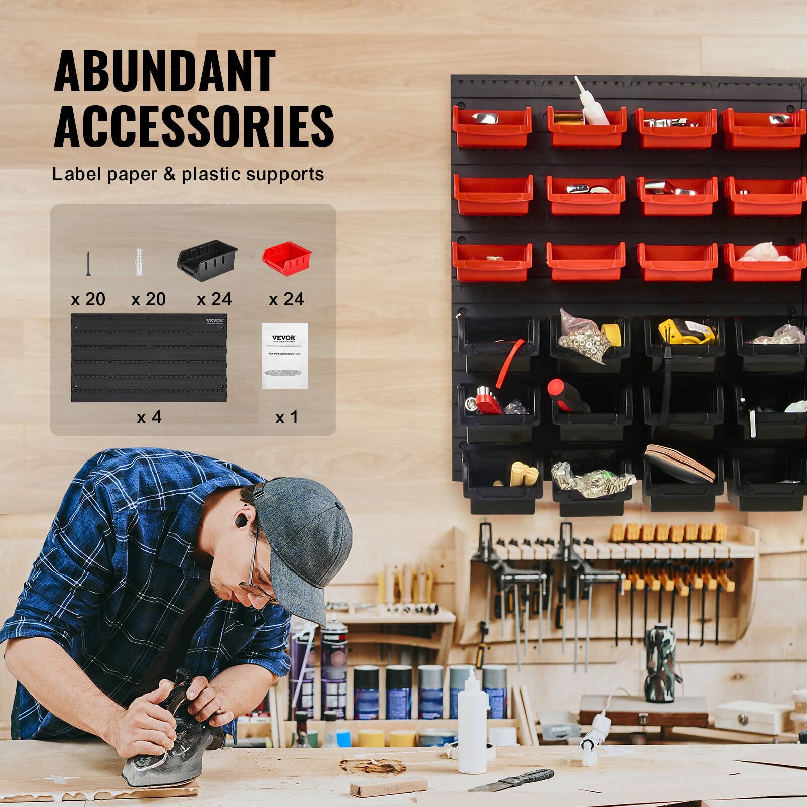 ABUNDANT ACCESSORIES  
Label paper & plastic supports  

x 20  
x 20  
x 24  
x 24  
x 4  
x 1  

YEYOR