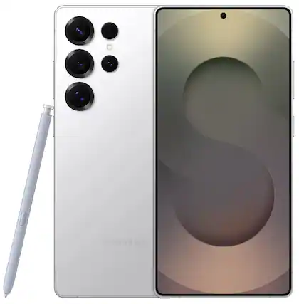 Front. Samsung - Samsung Galaxy S25 Ultra 1TB S938U Unlocked - Trianium Whitesilver.