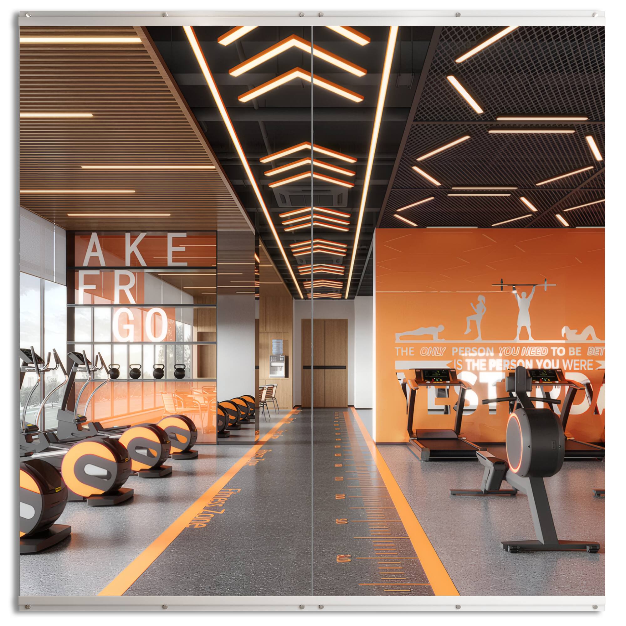 LOVMOR - 48 in. W x 48 in. H Modern Rectangle Frameless Wall-Mounted Gym Mirror Dance Mirror - Silver