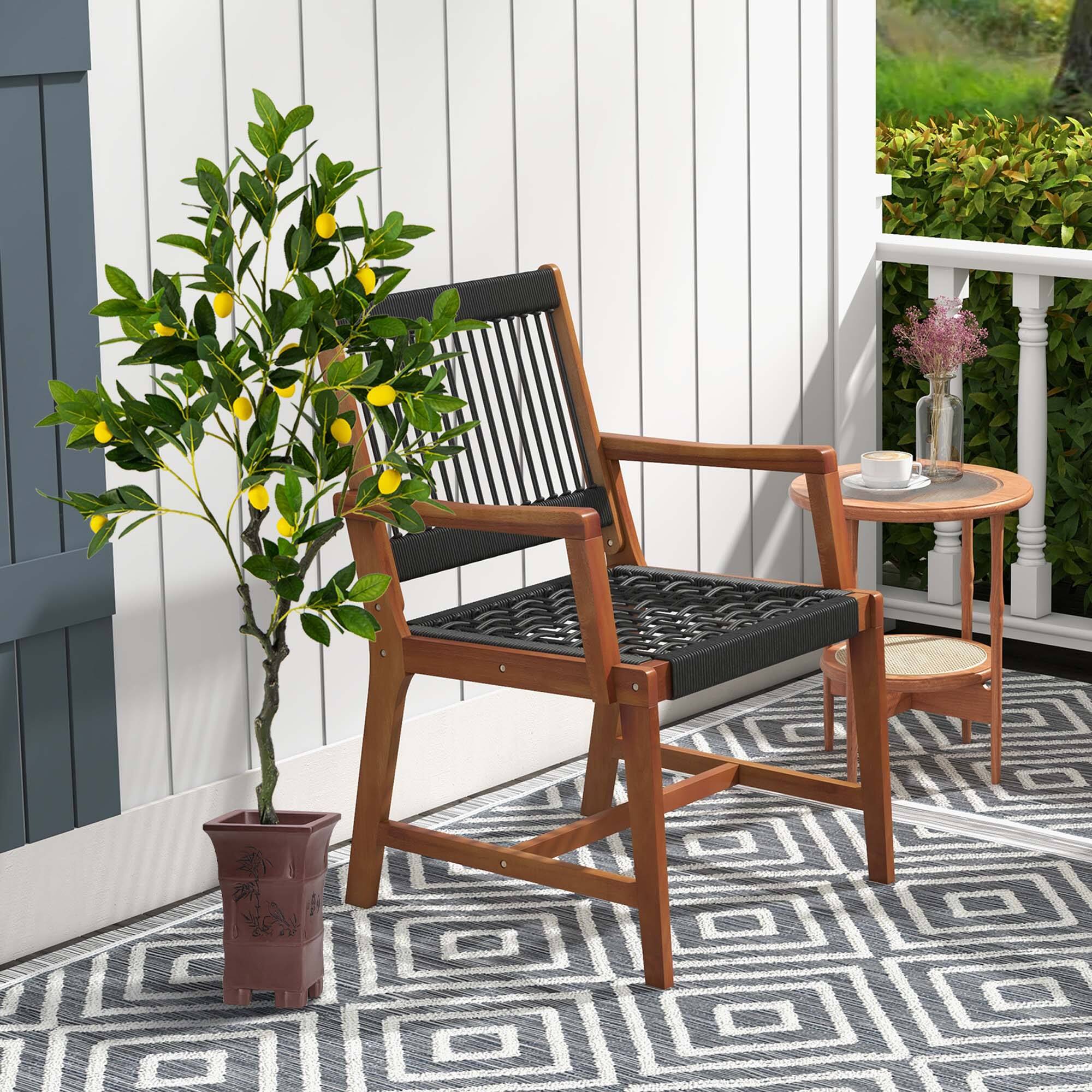 Alt View 3. Costway - Costway 1 PCS 4 FT Tall Artificial Lemon Tree with Lemon Fruits, Cement Pot for Porch, Office - Green,Yellow,Black.