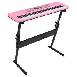 DirectDeals - 61-Key Digital Music Keyboard – Electric Piano with Mic & Stand - Pink