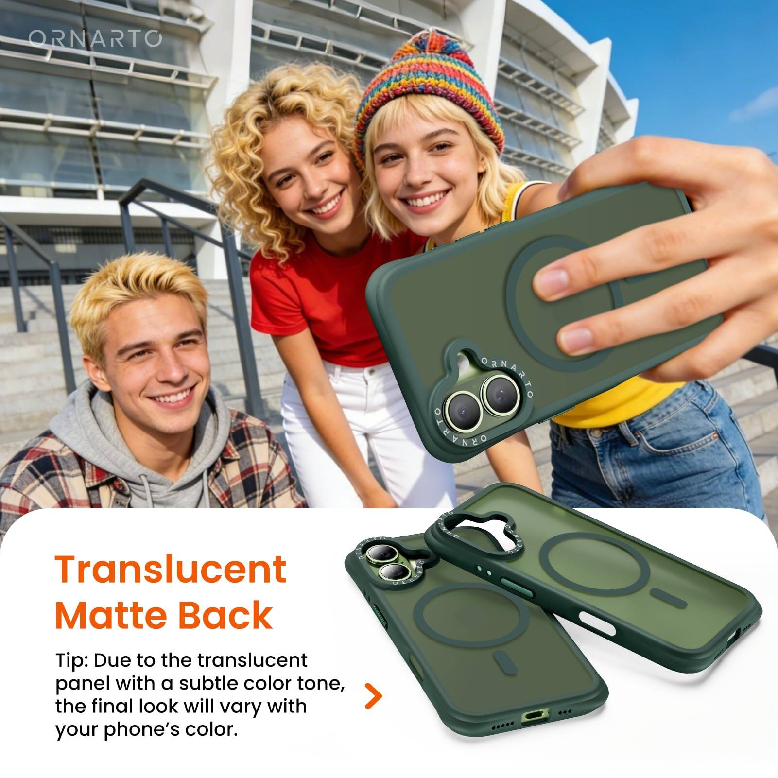 Translucent Matte Back

Tip: Due to the translucent panel with a subtle color tone, the final look will vary with your phone's color.