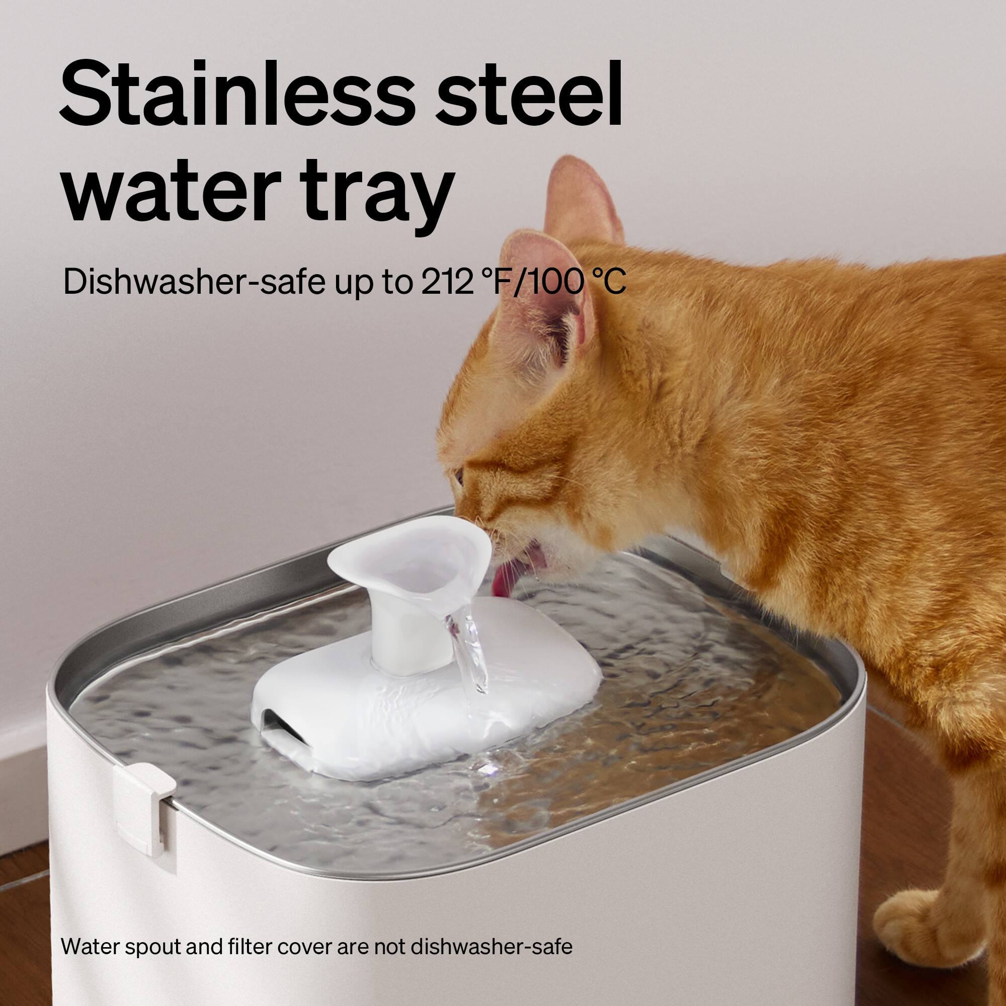 Stainless steel water tray

Dishwasher-safe up to 212°F/100°C

Water spout and filter cover are not dishwasher-safe