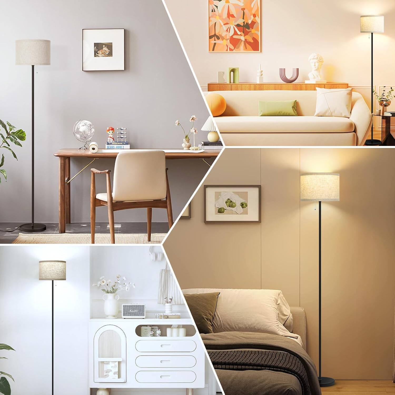 Angle. Nordic Hygge - Floor Lamp for Living Room – Tall Standing Lamp with 3 Color Temperature LED Bulb.