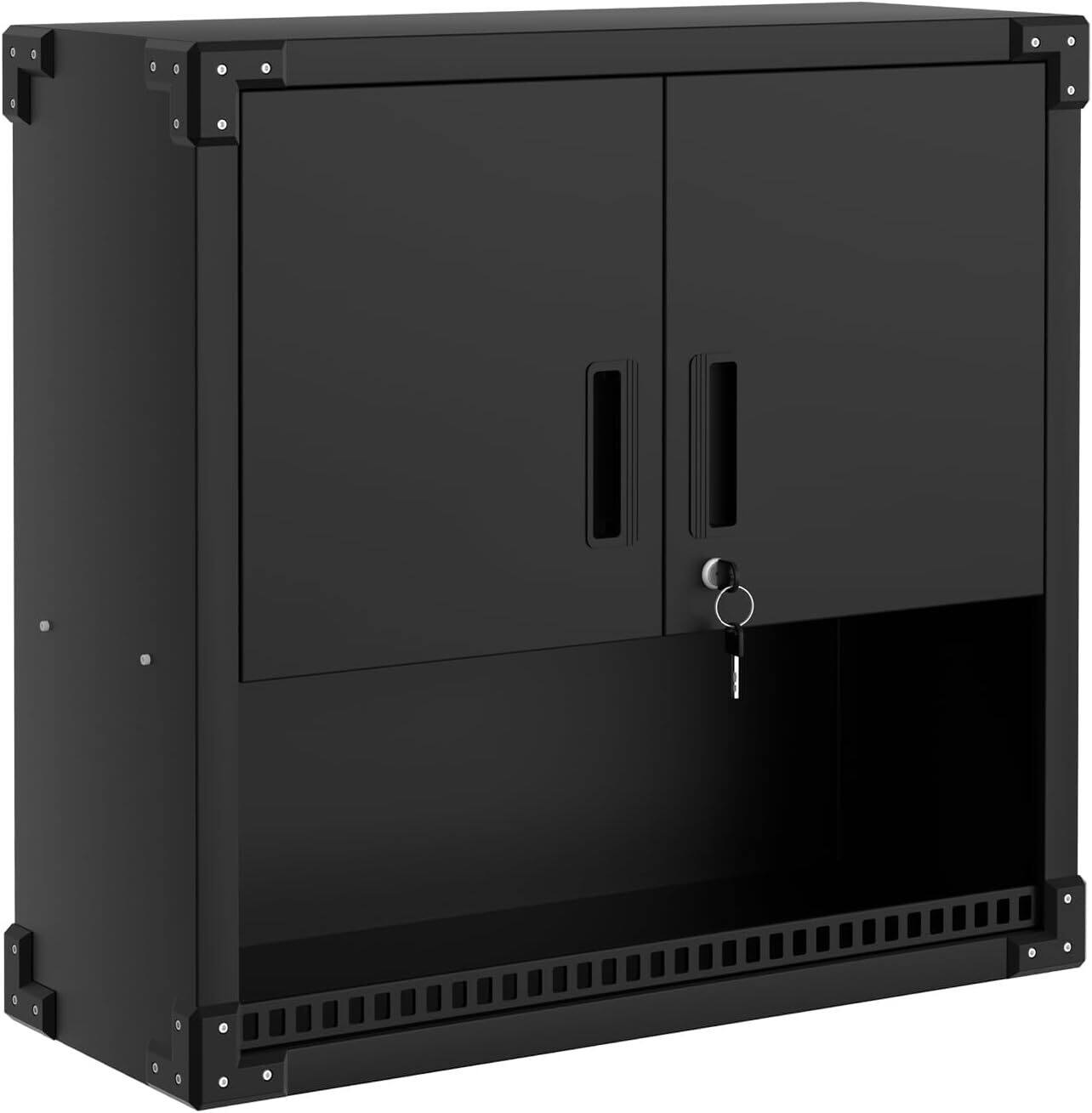 Front. Acekool - Heavy Duty Steel Wall Cabinet, with Lock and Shelves.