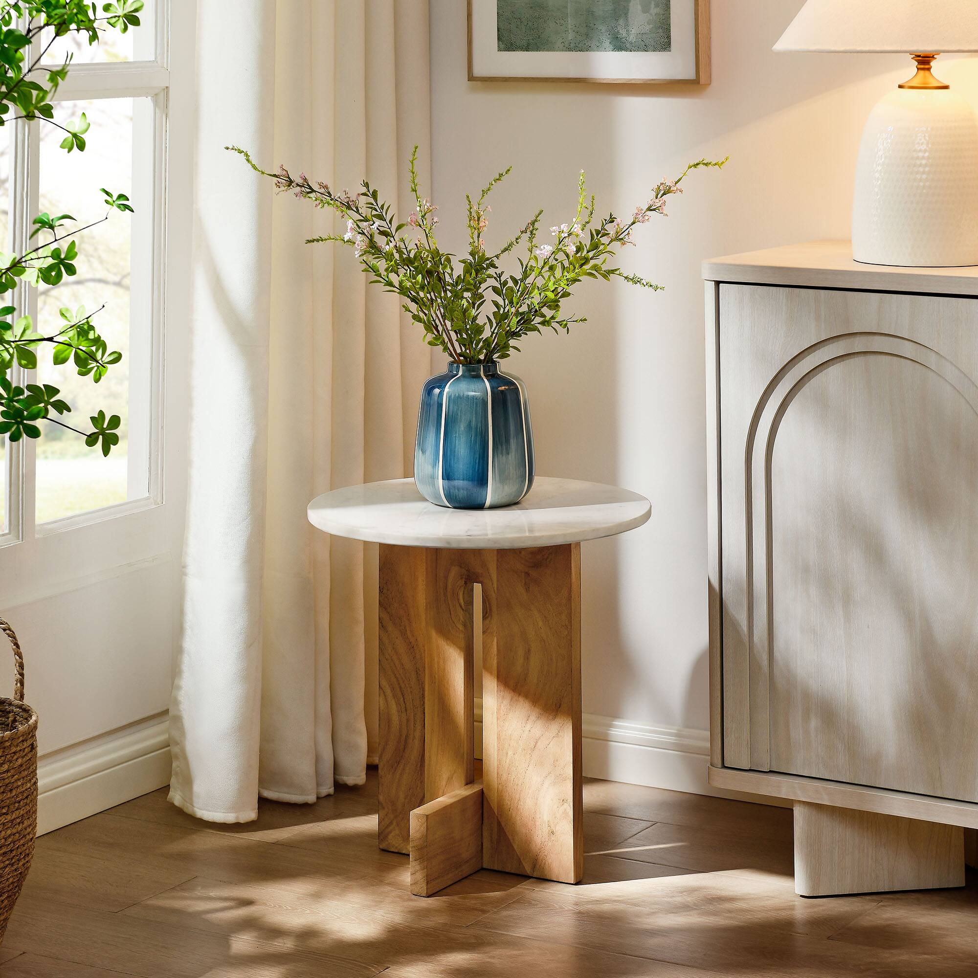 Alt View 1. Modway - Tarin Acacia Wood and Marble Side Table by Modway - Natural.