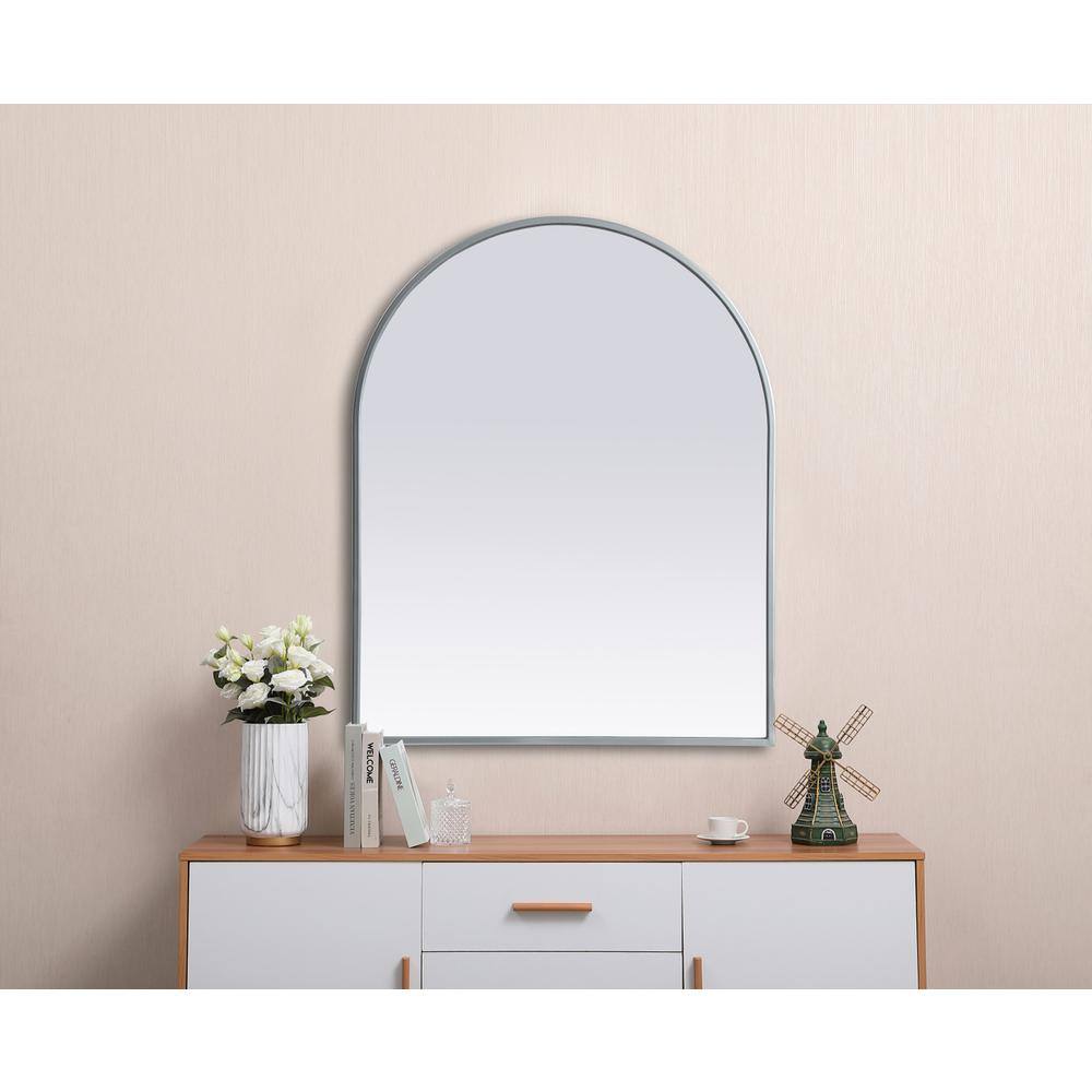Alt View 6. Elegant Decor - Metal Frame Arch Mirror 24x30 Inch in Silver - Silver.