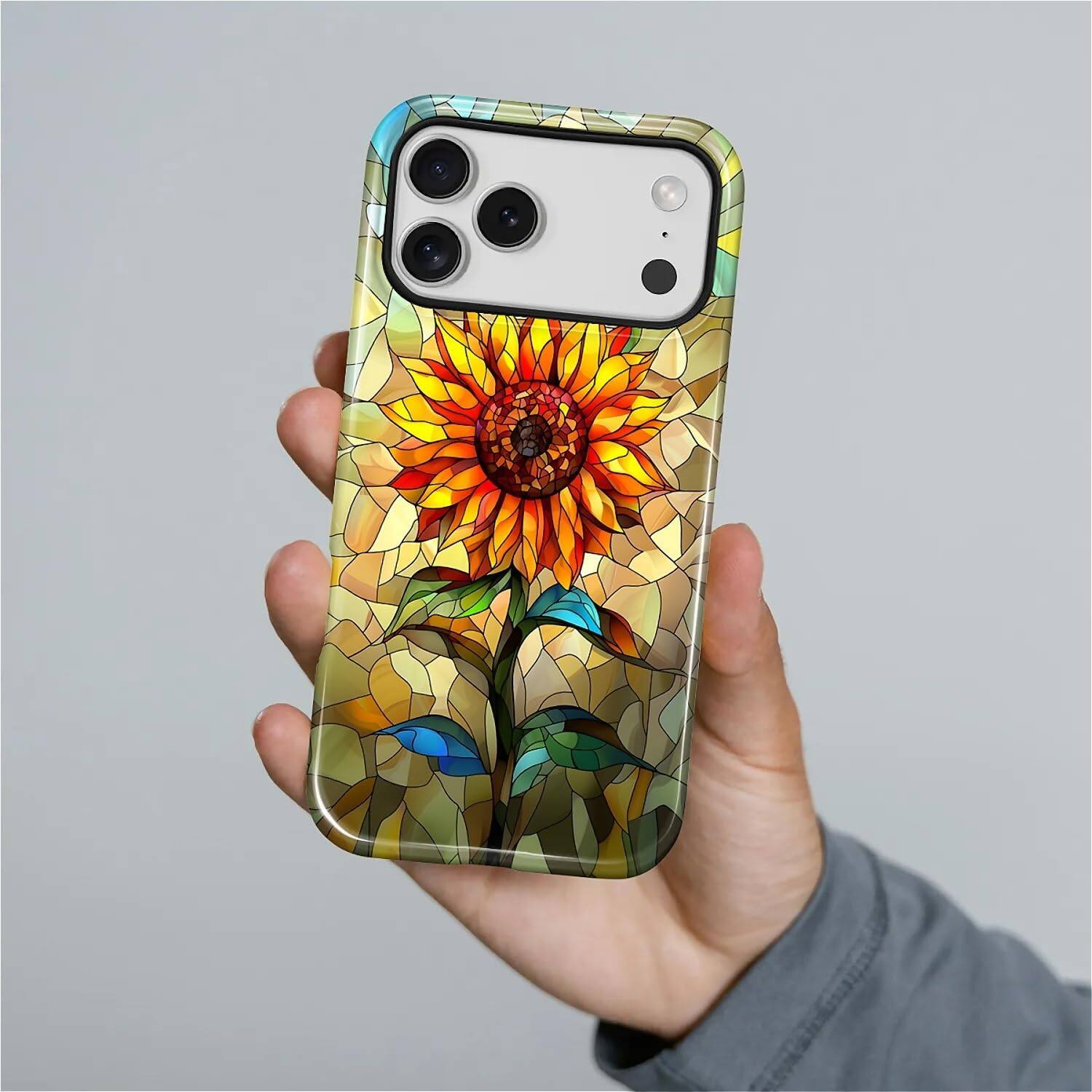 Alt View 2. BUBM - Smartphone Case for iPhone 17 Pro Max - 2-Layer Durable Smartphone Protection Case - Stained Glass Sunflower.
