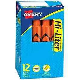 Avery - Hi-Liter Tank Highlighters, Chisel, Dozen - Orange