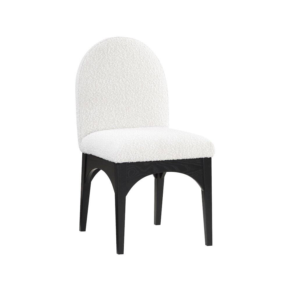 Front. Meridian Furniture - Waldorf Cream Boucle Fabric Dining Chair - Beige.