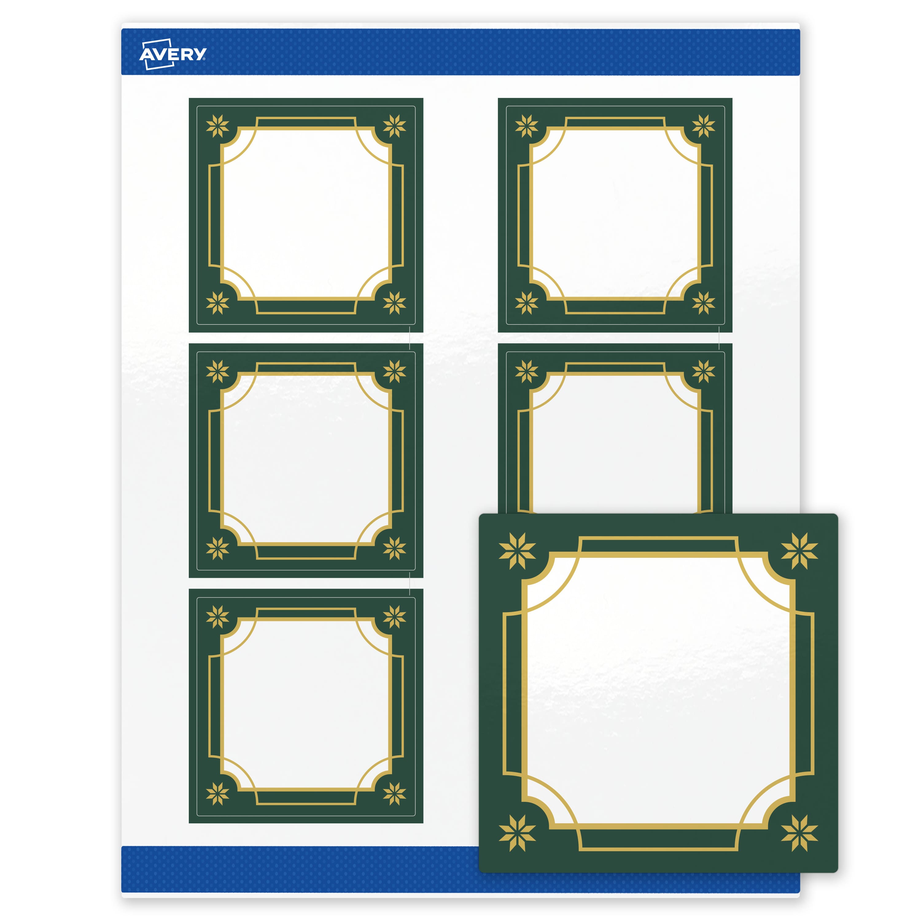 "Avery - Avery® Labels, 3"" x 3"", Gold-Green Border, Glossy, 60ct - White" price history on PriceWatchPro