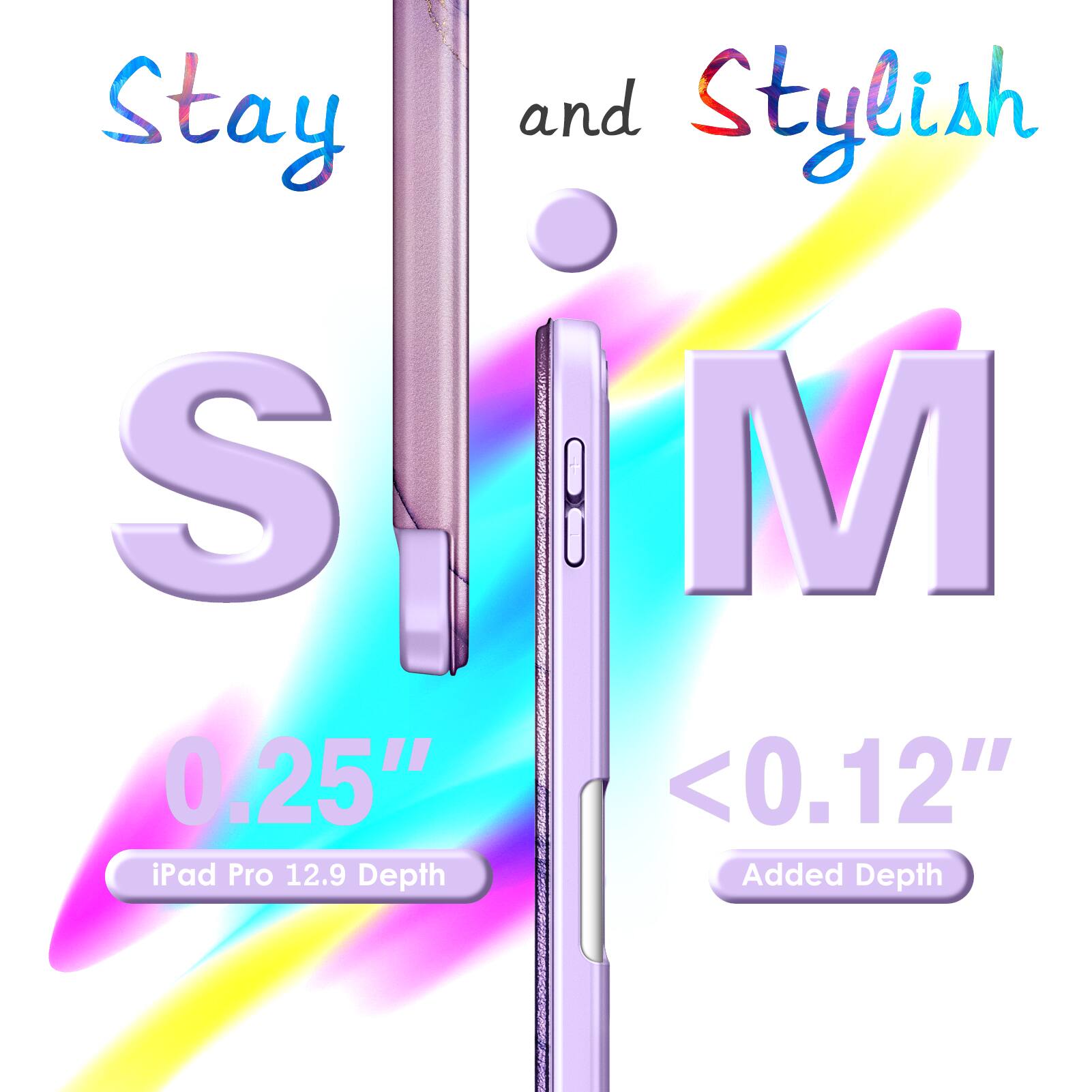 Stay and Stylish  
S M  
0.25" iPad Pro 12.9 Depth  
<0.12" Added Depth