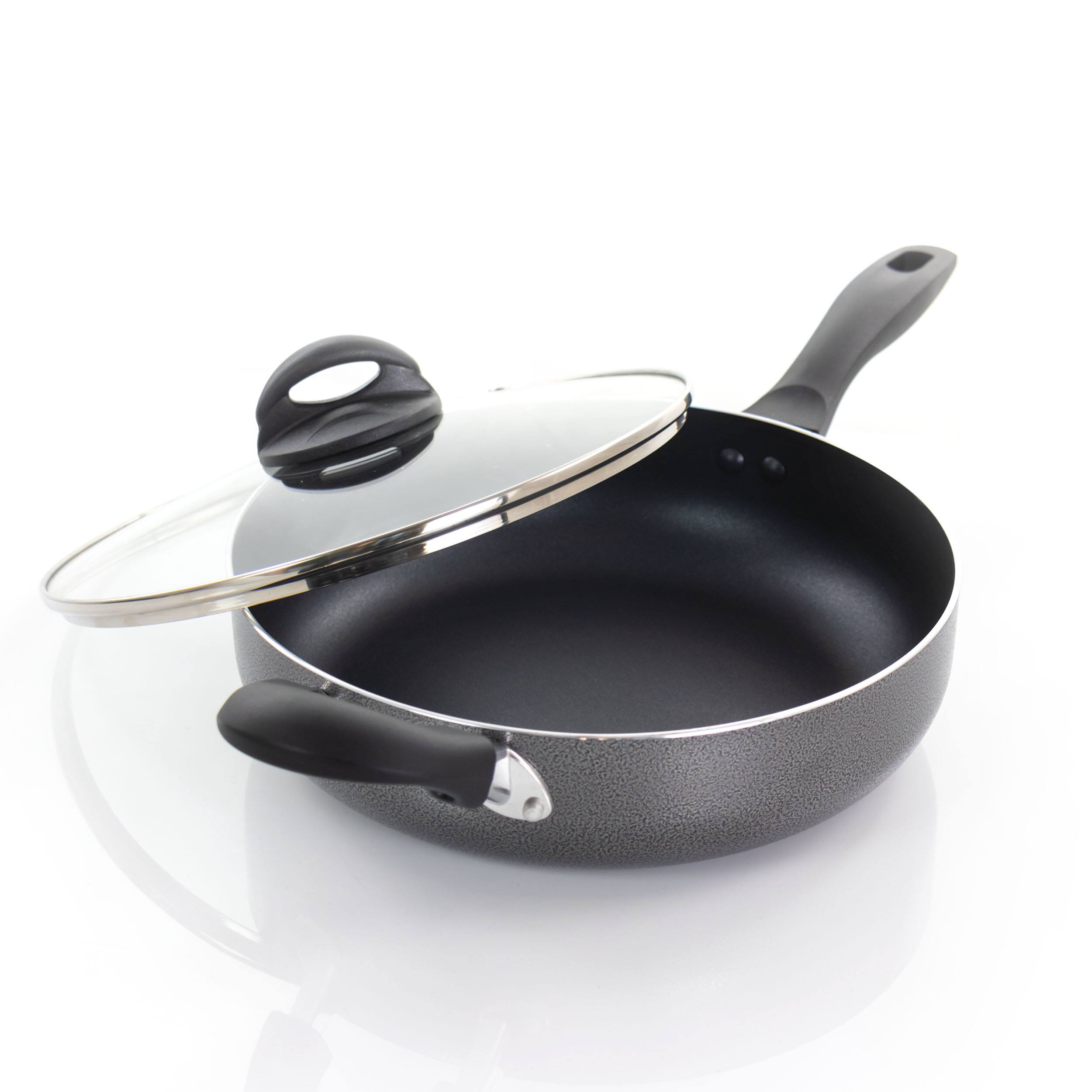 Alt View 1. Oster - Oster Clairborne 10.25 Inch Aluminum Sauté Pan with Lid in Charcoal Grey - Charcoal.