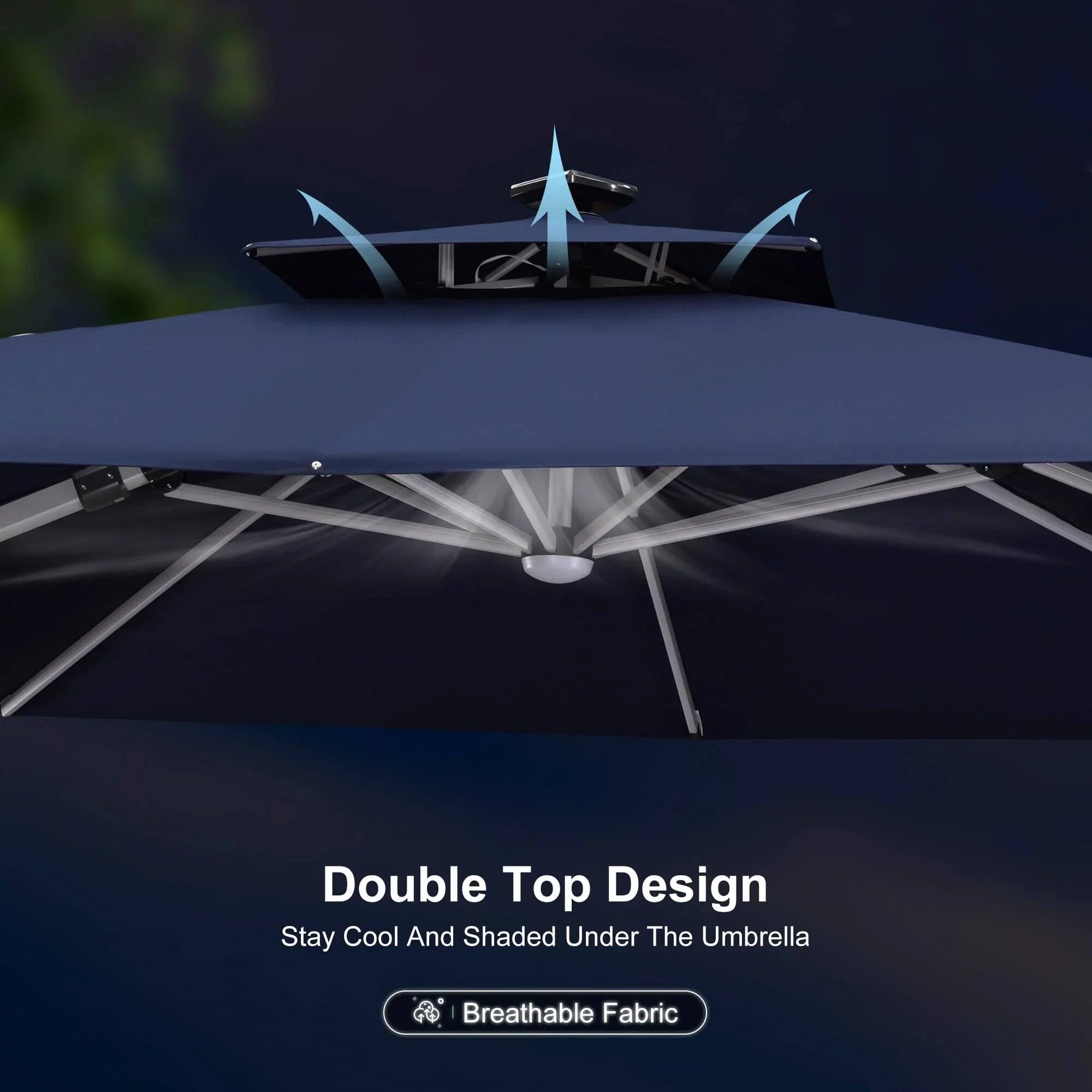 Double Top Design  
Stay Cool And Shaded Under The Umbrella  
Breathable Fabric