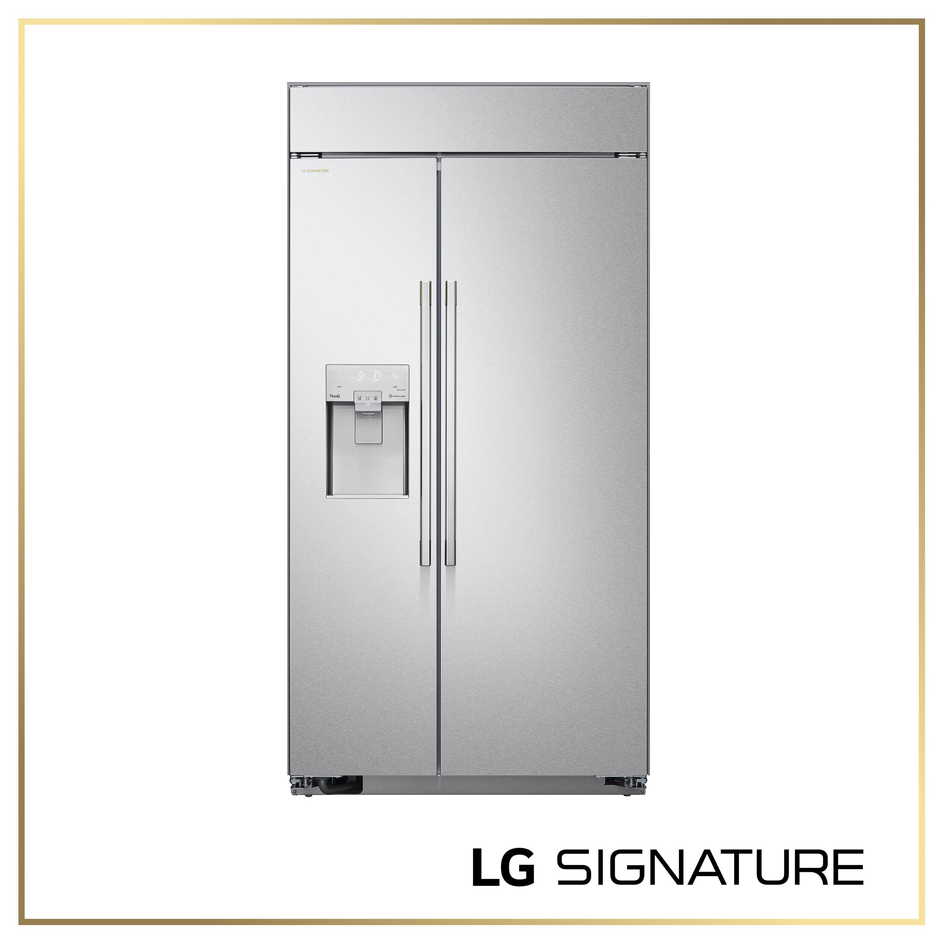 Angle. LG - SIGNATURE 42-in Wide 25.6 Cu. Ft. Side-by-Side Built-In Smart Refrigerator with Pro-Style Design - Stainless Steel.