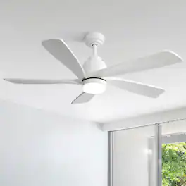 Sofucor - 52 inch Modern Smart Ceiling Fan Ceiling Fan with Lights Remote Alexa Google APP Control Indoor Outdoor Wood Ceiling Fan - White
