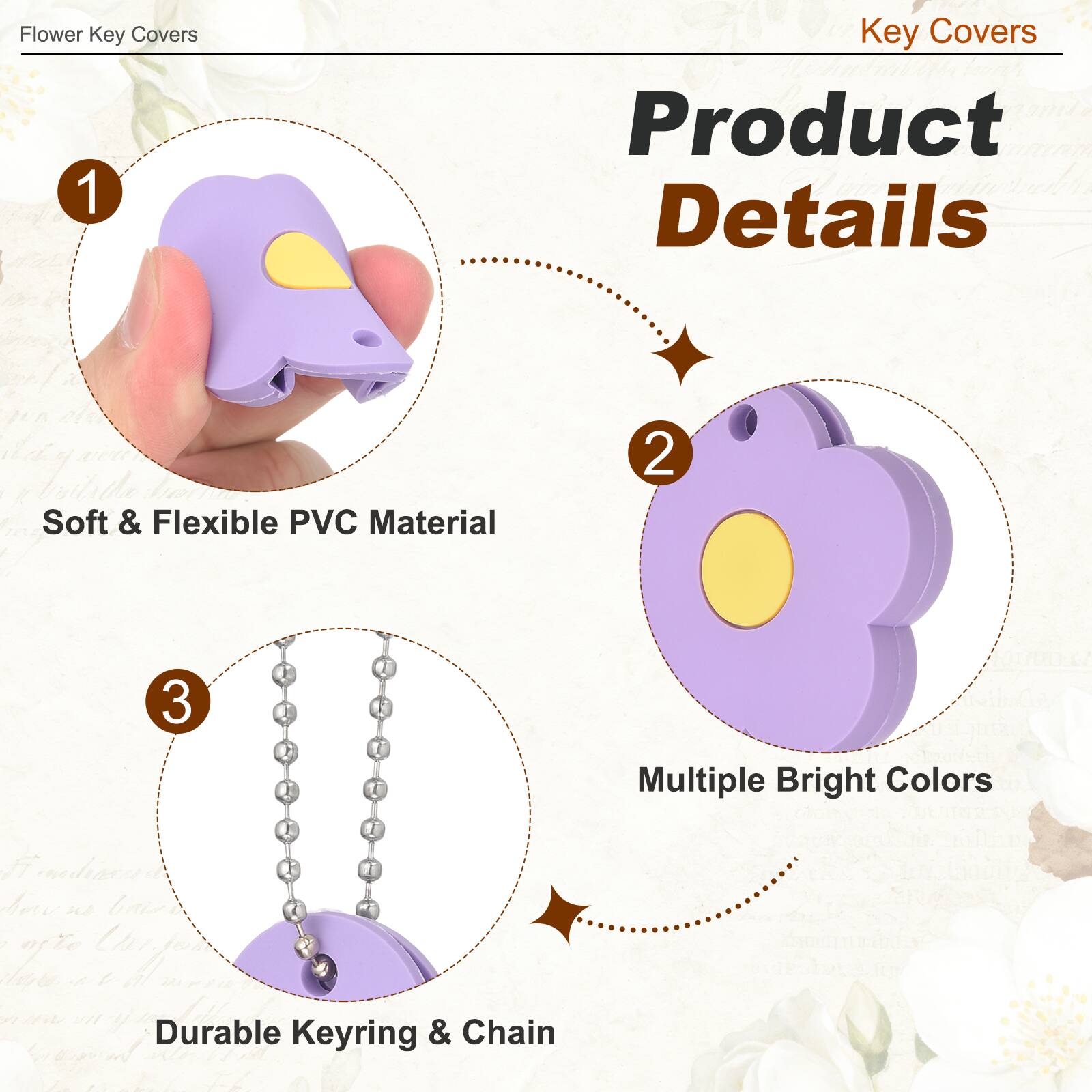 Flower Key Covers

Key Covers

Product Details

1. Soft & Flexible PVC Material
2. Multiple Bright Colors
3. Durable Keyring & Chain