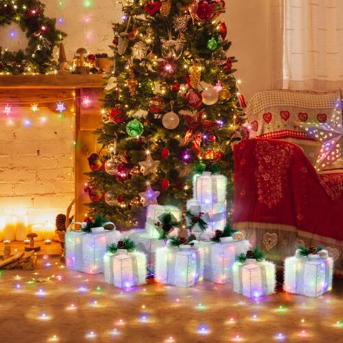 Alt View 7. Winado - 3 PCS Lighted Gift Boxes Christmas Decorations with LED Warm White Lights for Holiday - White.