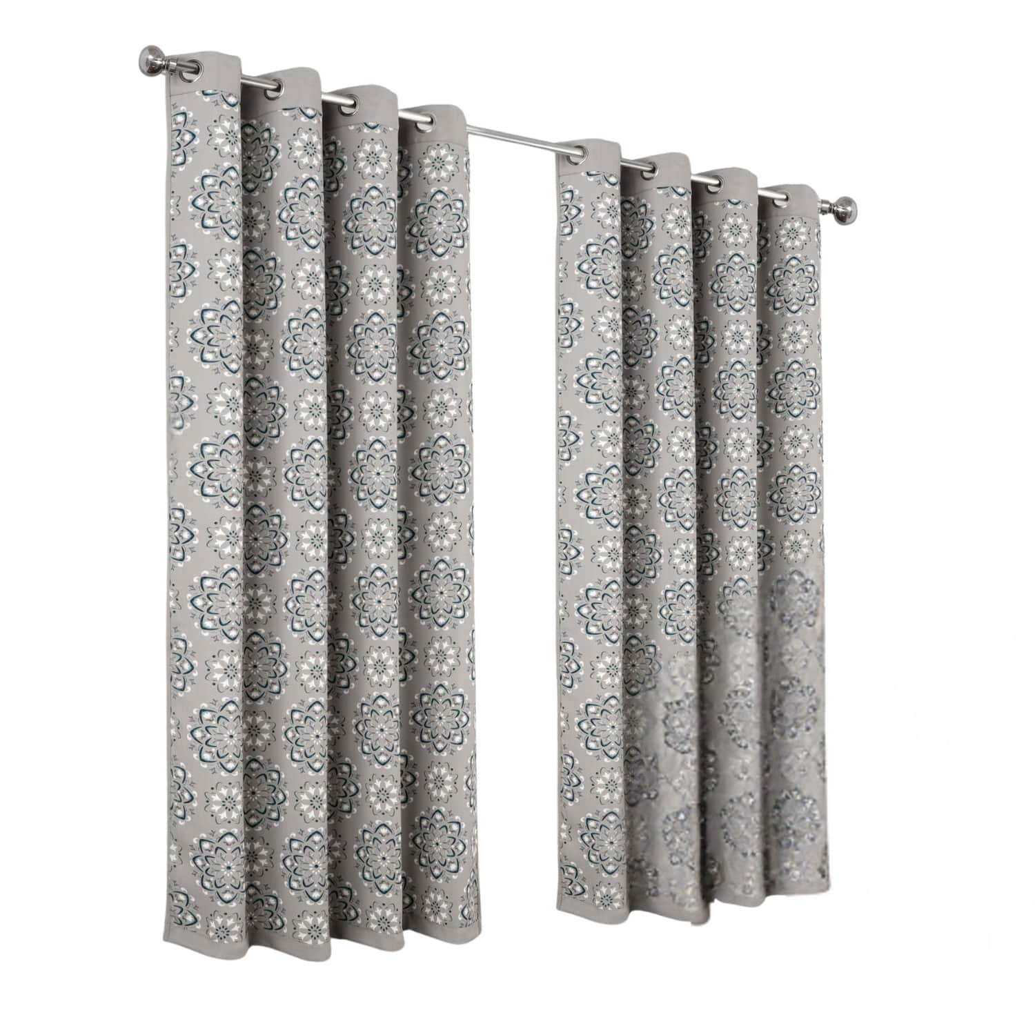 RT Designers Collection - 100% Polyester 190 GSM Tilley Revisible Blackout Grommet Curtain Panel 54" x 84" - Silver