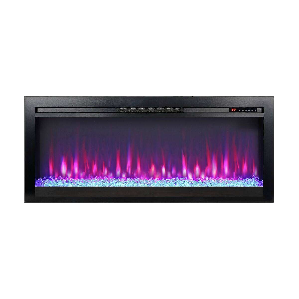 Alt View 3. Loheer - Loheer 44 inch in wall recessed electric fireplace with remote control and multi color flame and ember bed - Antique Black.